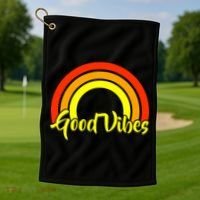 Good Vibes 80s Rainbow Golf Towel thumb 1