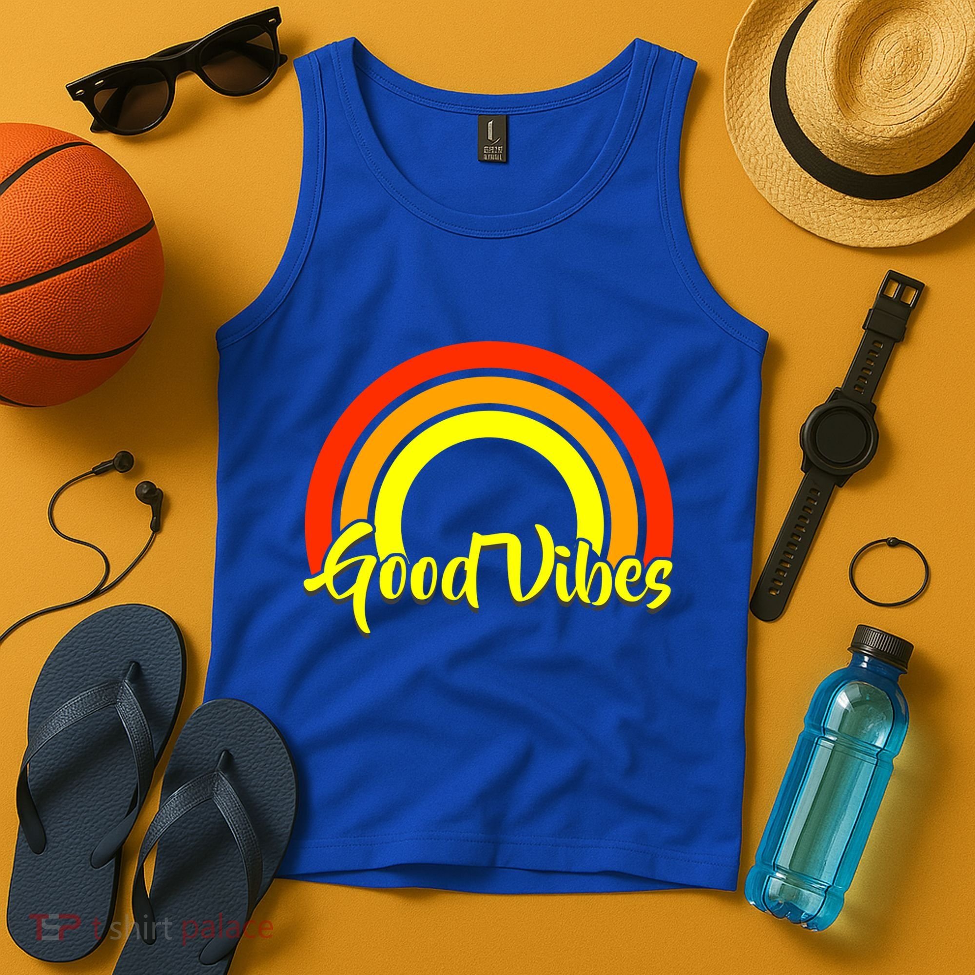 Good Vibes 80s Rainbow Tank Top