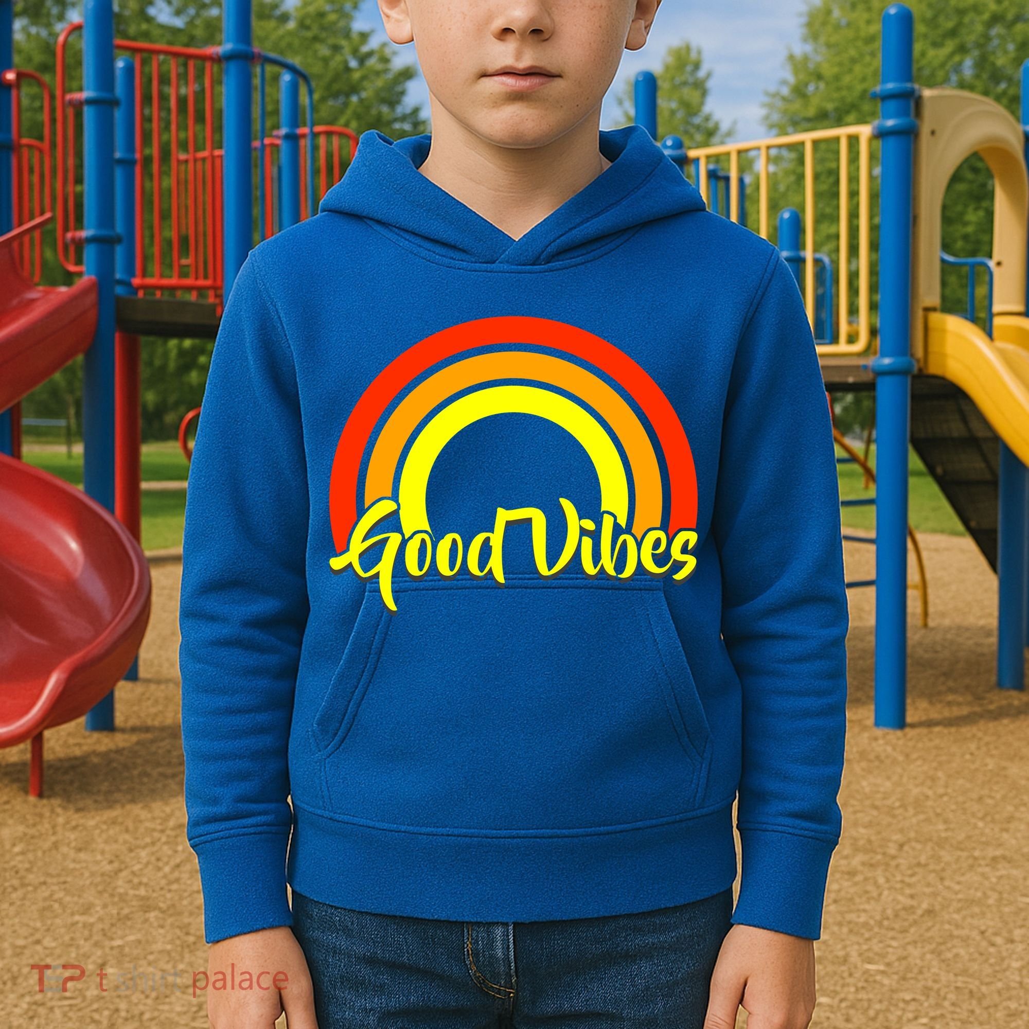 Good Vibes 80s Rainbow Kids Hoodie