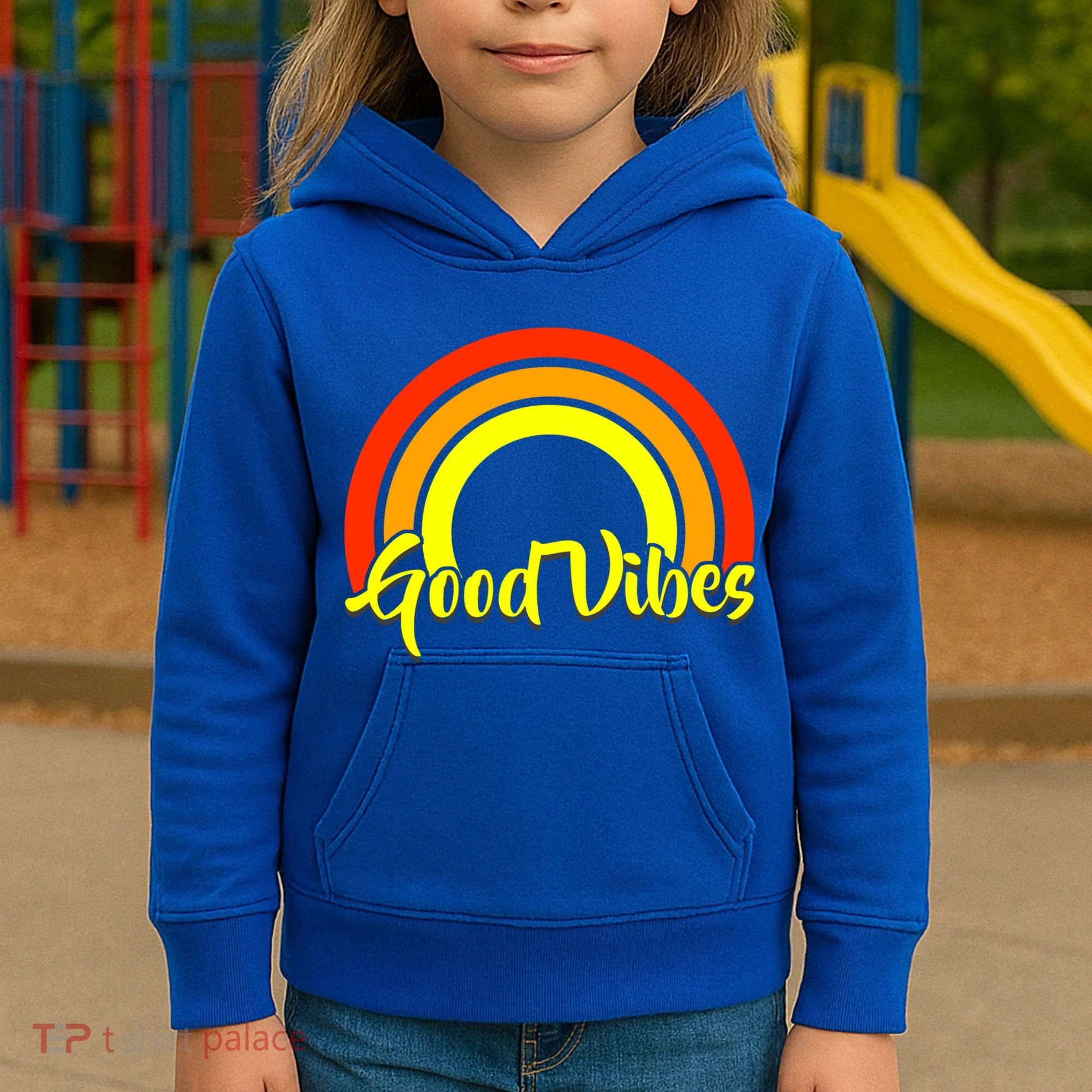 Good Vibes 80s Rainbow Kids Hoodie