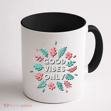 Good Vibes Only Flower Coffee Mug back