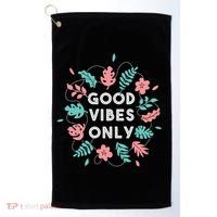 Good Vibes Only Flower Golf Towel thumb 0