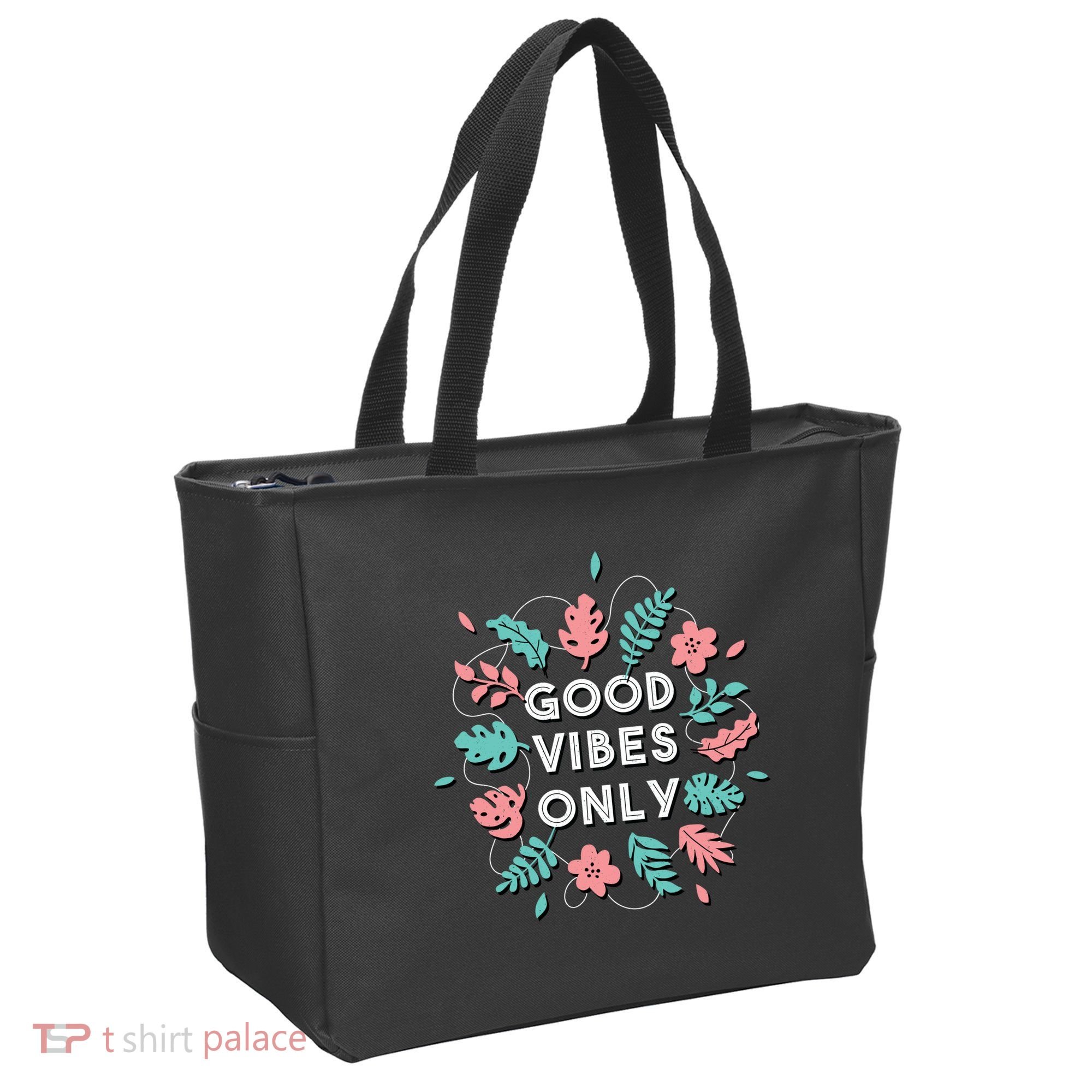 Good Vibes Only Flower Tote Bag