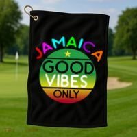 Good Vibes Only Jamaica Golf Towel thumb 1