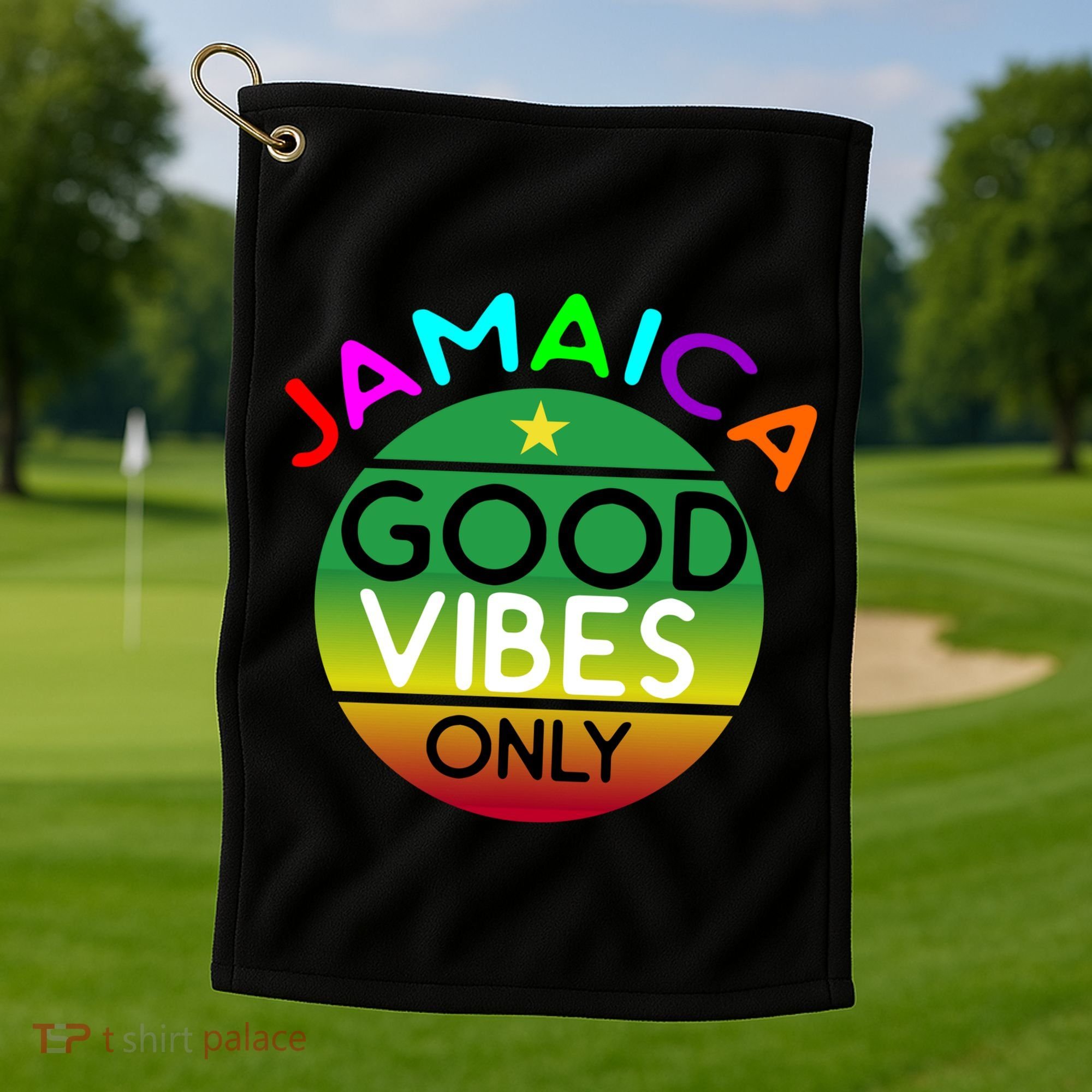 Good Vibes Only Jamaica Golf Towel
