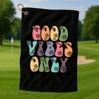 Good Vibes Only Retro 80's Hip Golf Towel thumb 1