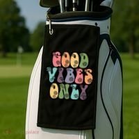 Good Vibes Only Retro 80's Hip Golf Towel thumb 2