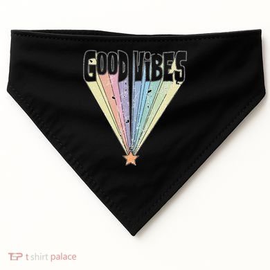 Good Vibes Retro Rainbow USA-Made Doggie Bandana