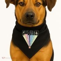 Good Vibes Retro Rainbow USA-Made Doggie Bandana thumb 1