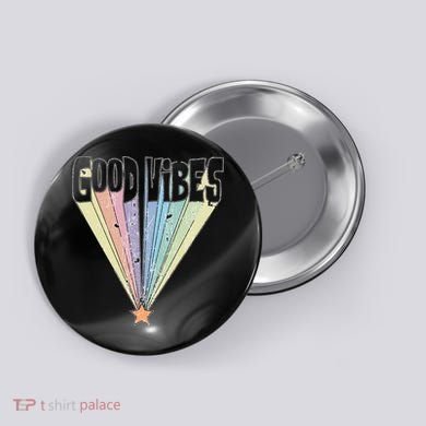Good Vibes Retro Rainbow Button