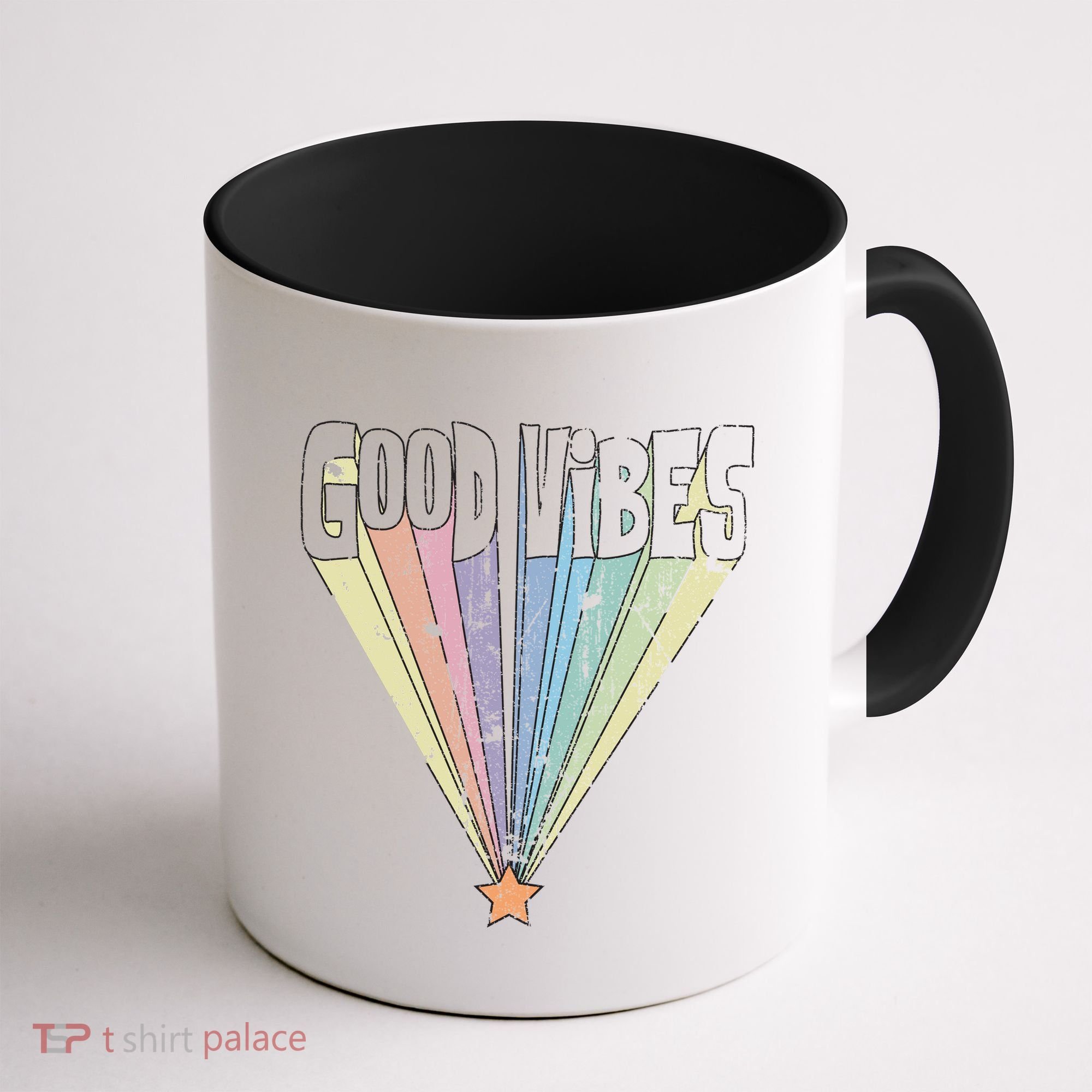 Good Vibes Retro Rainbow Coffee Mug