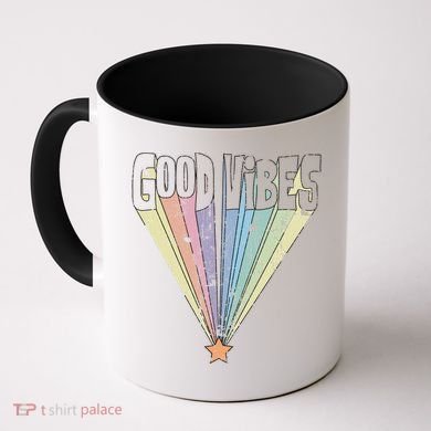 Good Vibes Retro Rainbow Coffee Mug