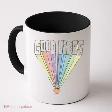 Good Vibes Retro Rainbow Coffee Mug