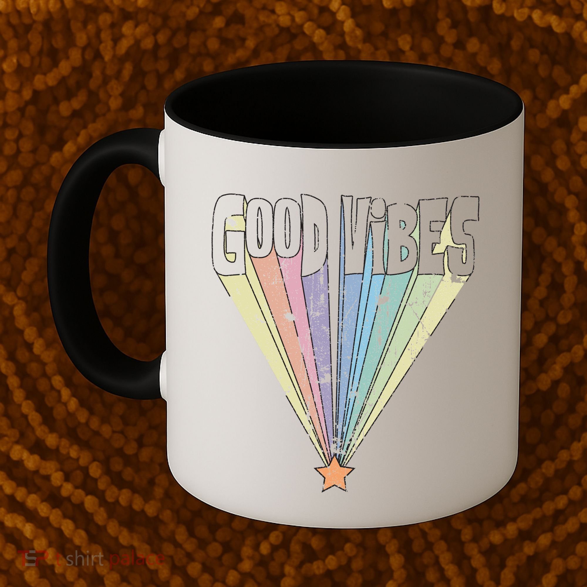 Good Vibes Retro Rainbow Coffee Mug