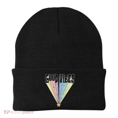 Good Vibes Retro Rainbow Beanie