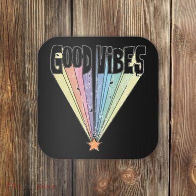 Good Vibes Retro Rainbow Coaster