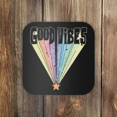 Good Vibes Retro Rainbow Coaster