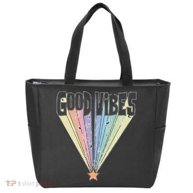 Good Vibes Retro Rainbow Tote Bag