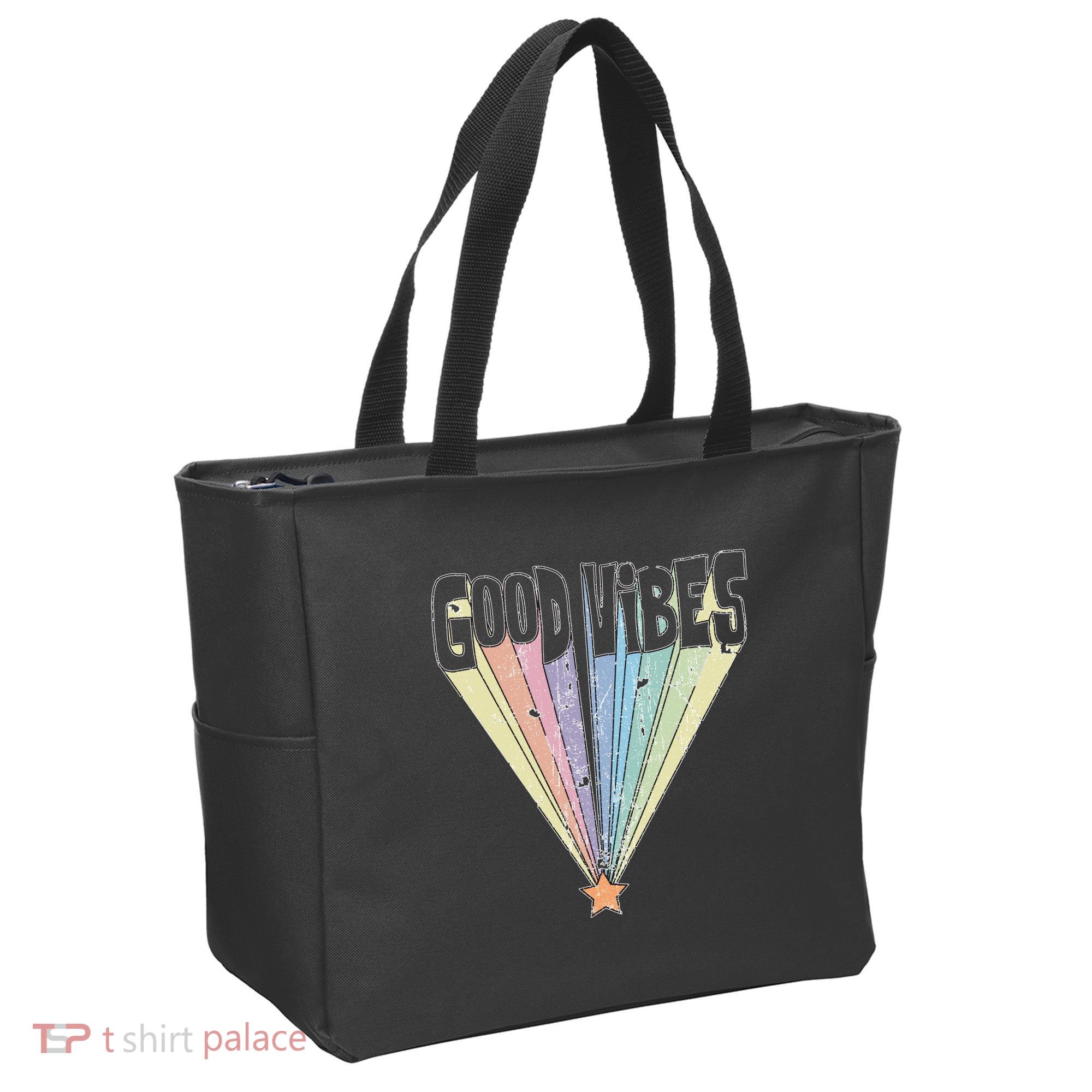 Good Vibes Retro Rainbow Tote Bag