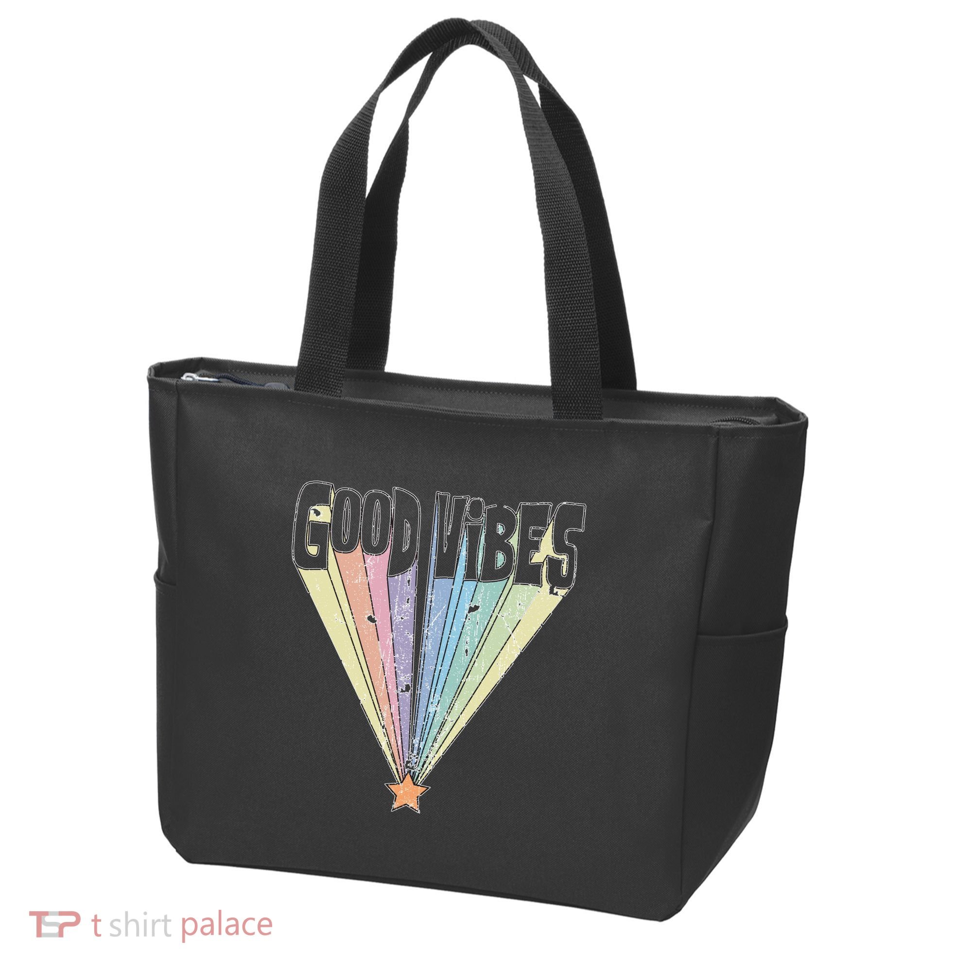 Good Vibes Retro Rainbow Tote Bag