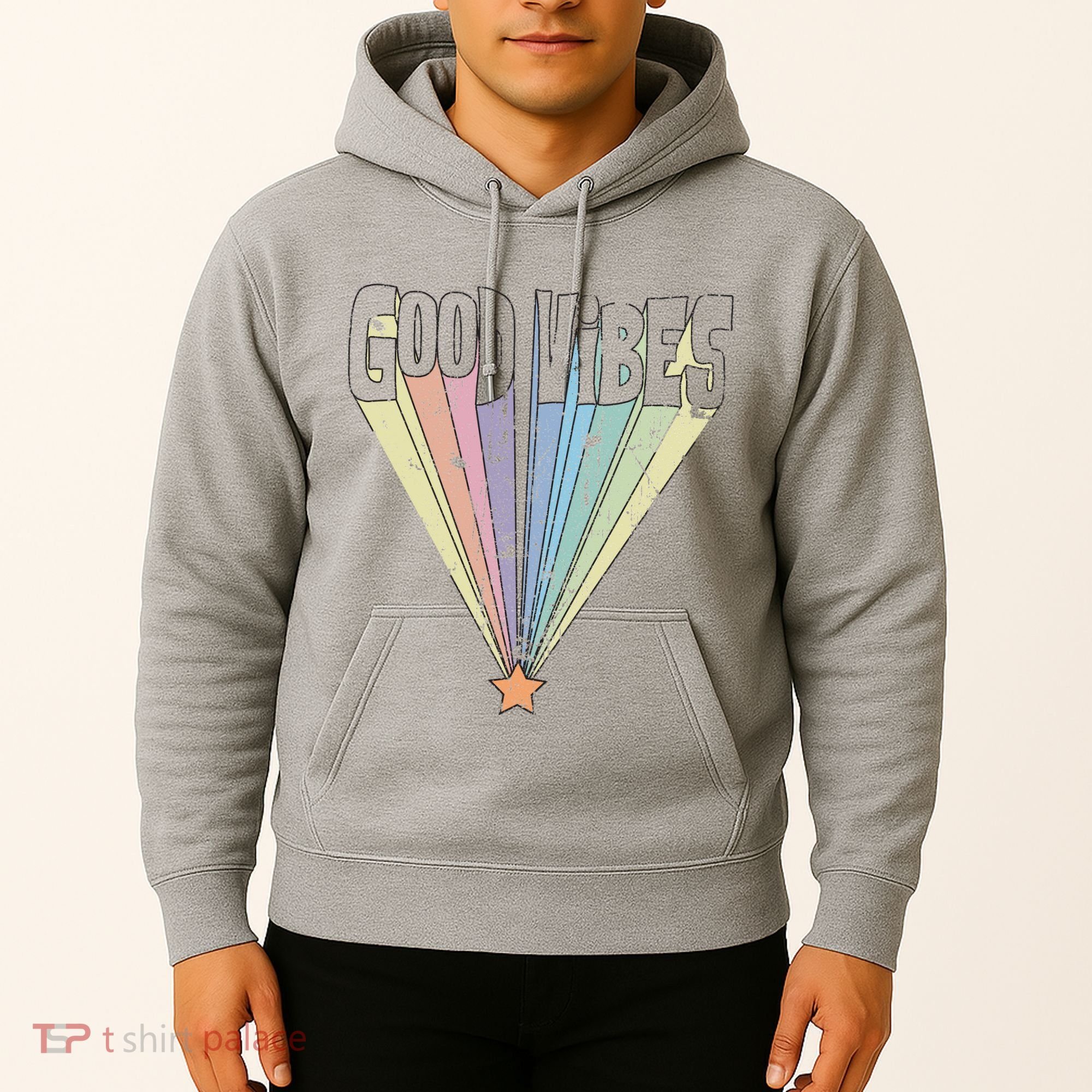 Good Vibes Retro Rainbow Hoodie