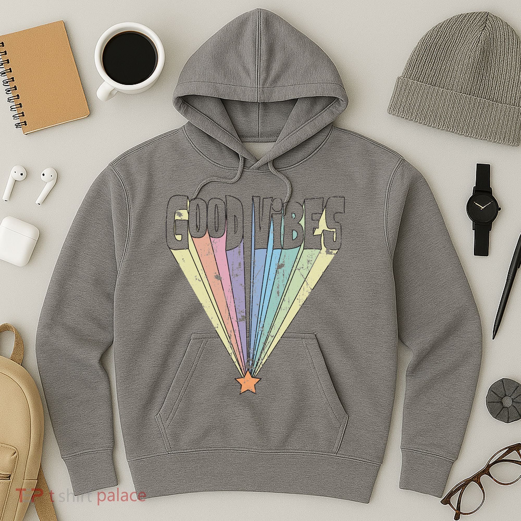 Good Vibes Retro Rainbow Hoodie