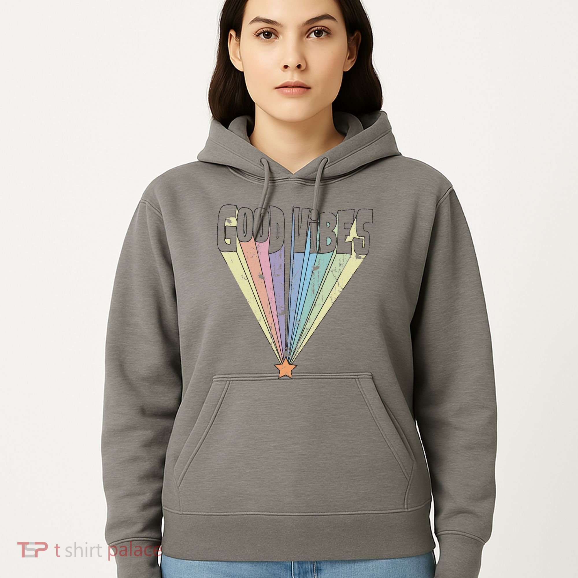 Good Vibes Retro Rainbow Hoodie