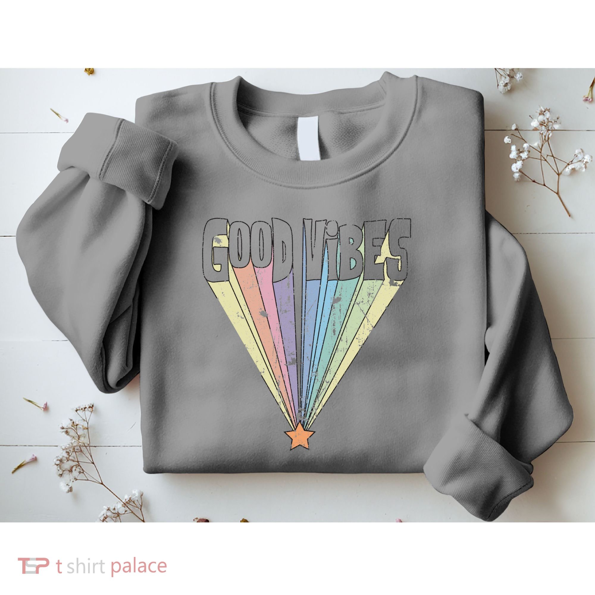 Good Vibes Retro Rainbow Sweatshirt