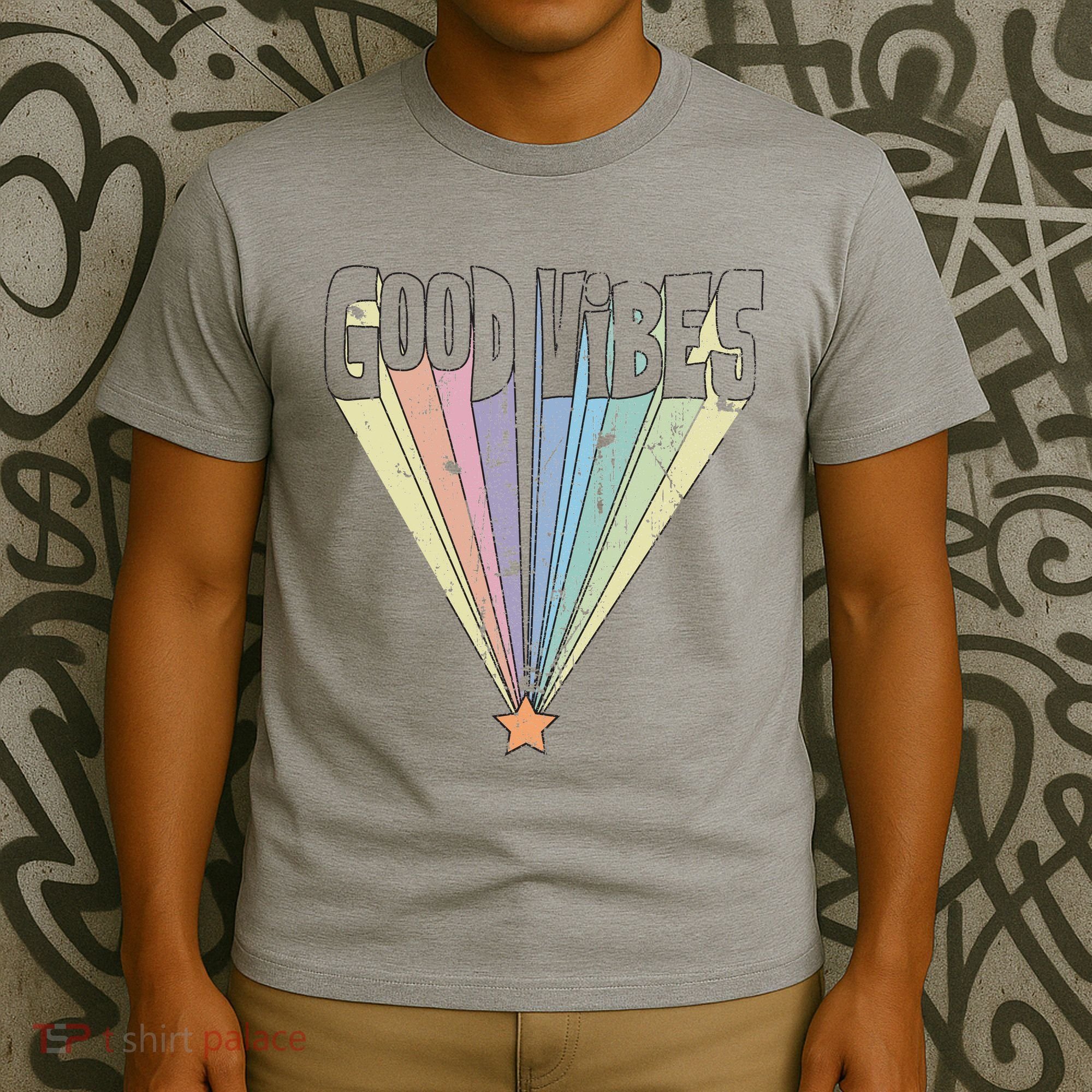 Good Vibes Retro Rainbow T-Shirt