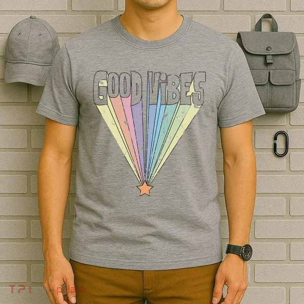 Good Vibes Retro Rainbow T-Shirt