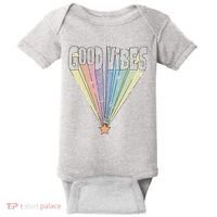 Good Vibes Retro Rainbow Baby Bodysuit thumb 0