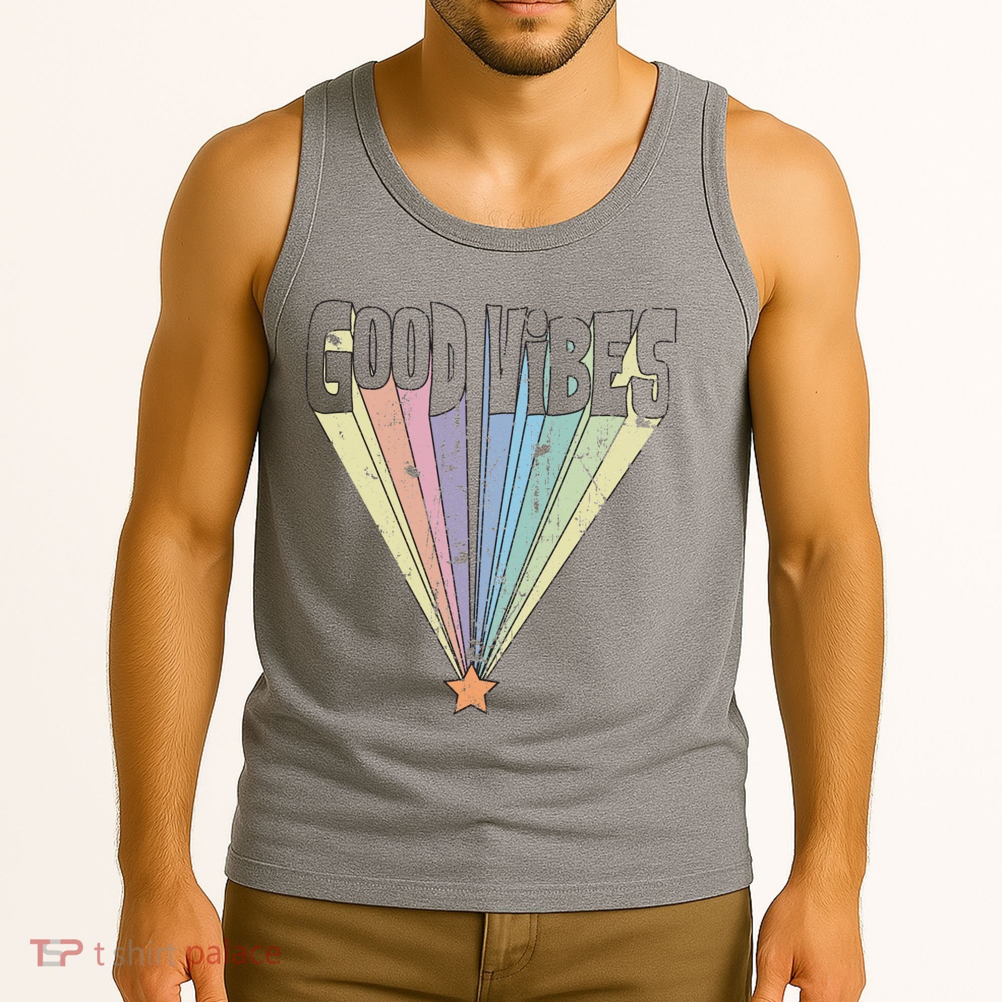 Good Vibes Retro Rainbow Tank Top