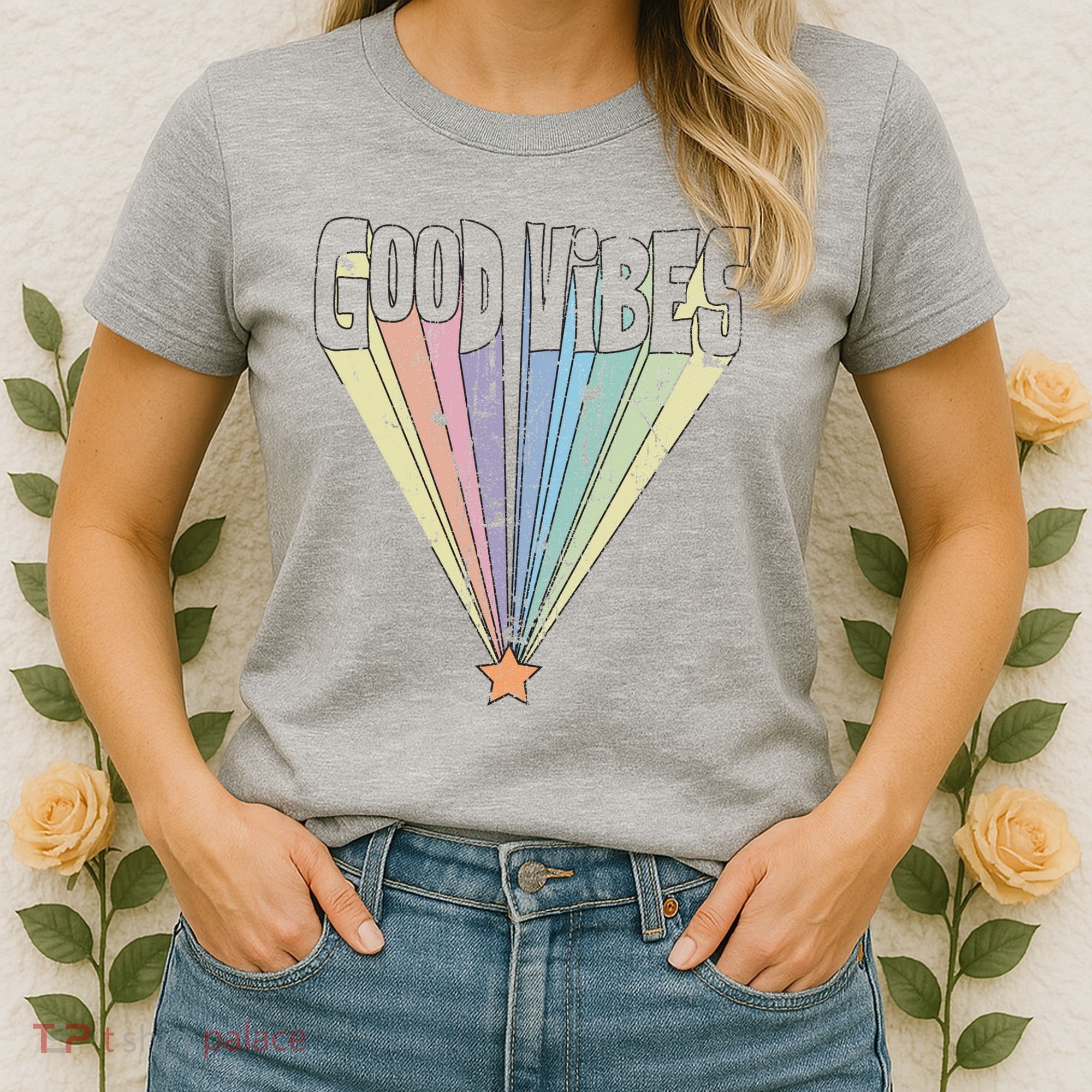 Good Vibes Retro Rainbow Women's T-Shirt