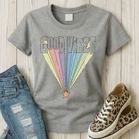 Good Vibes Retro Rainbow Women's T-Shirt thumb 3