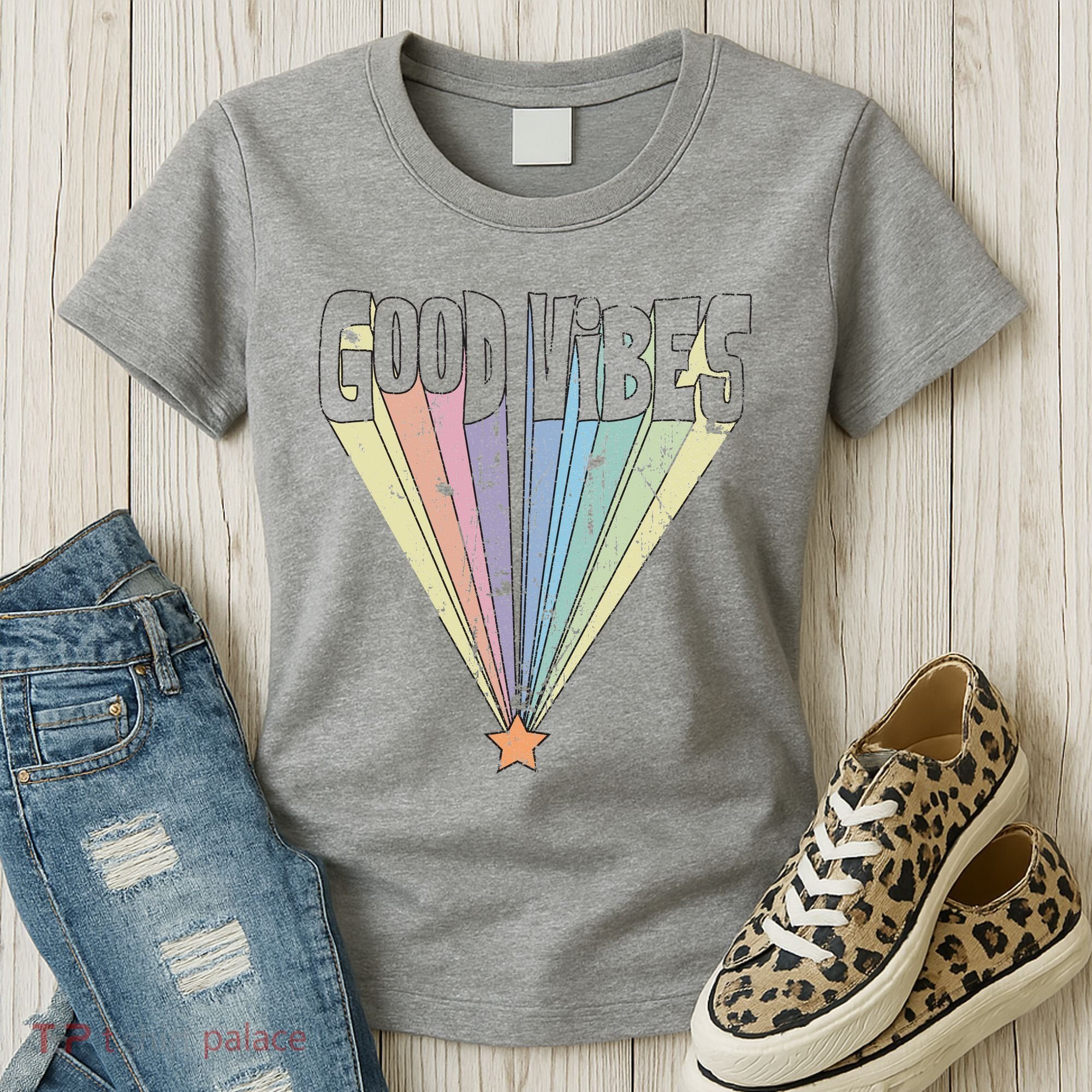 Good Vibes Retro Rainbow Women's T-Shirt