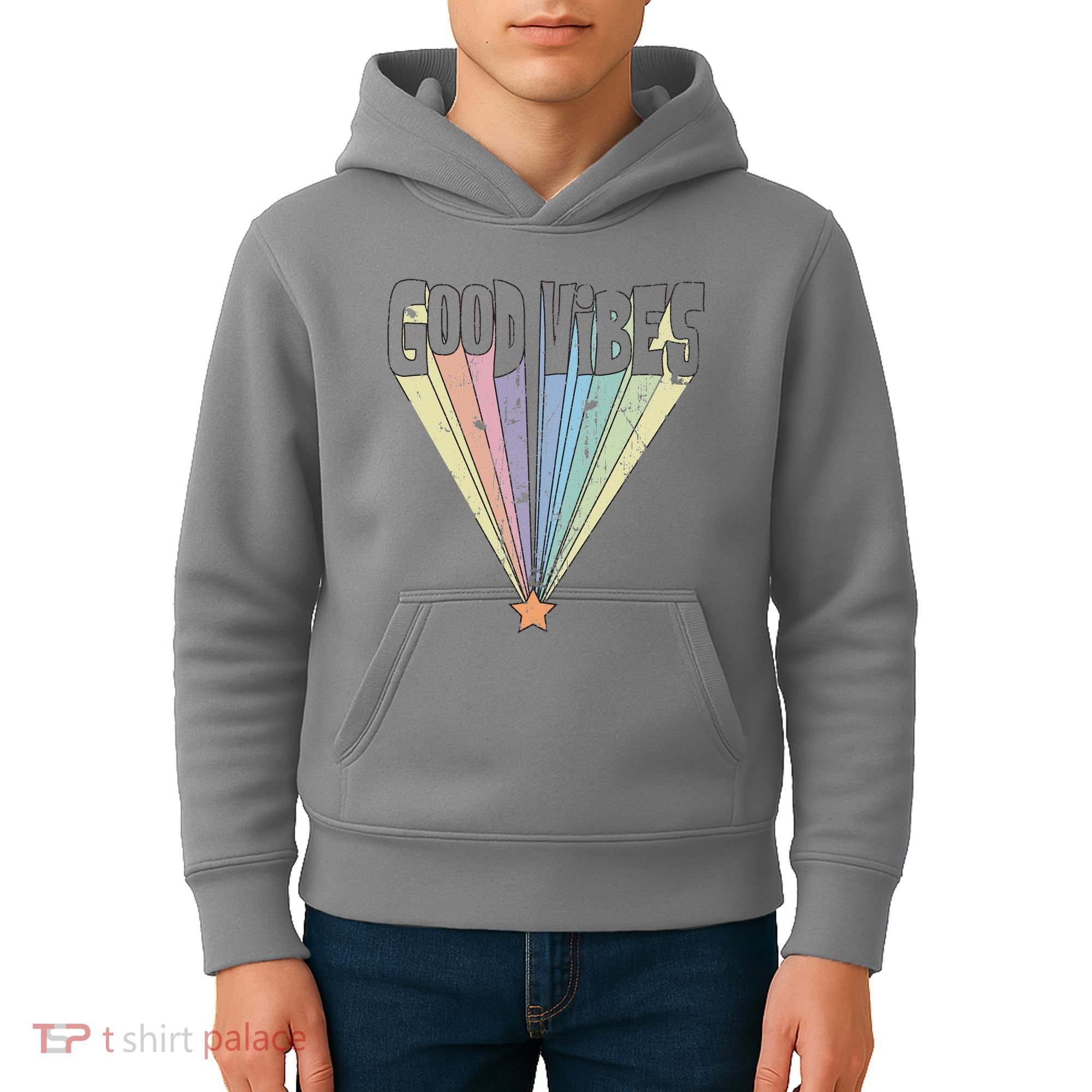 Good Vibes Retro Rainbow Kids Hoodie