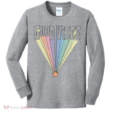 Good Vibes Retro Rainbow Kids Long Sleeve Shirt