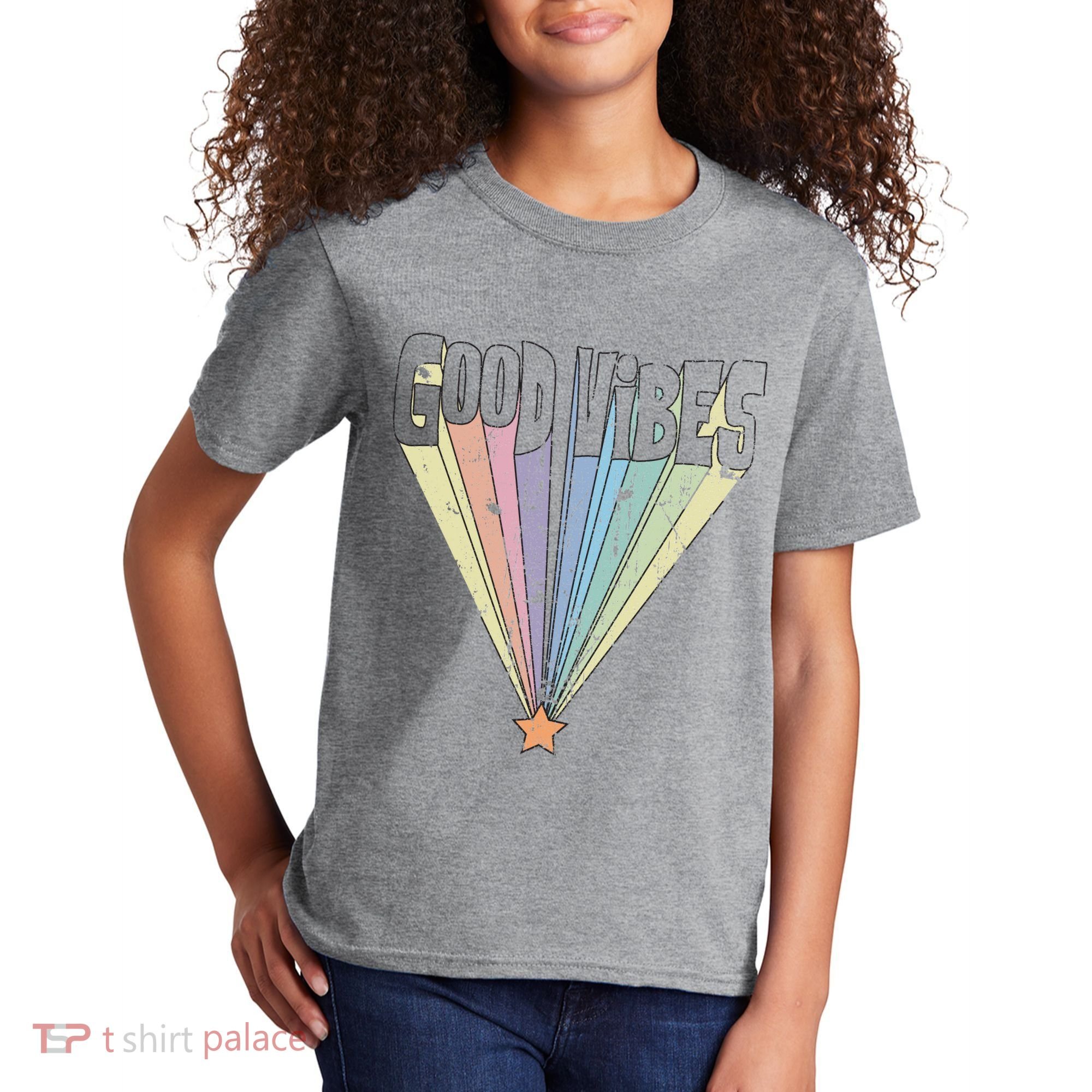 Good Vibes Retro Rainbow Kids T-Shirt