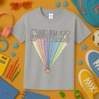 Good Vibes Retro Rainbow Kids T-Shirt thumb 3