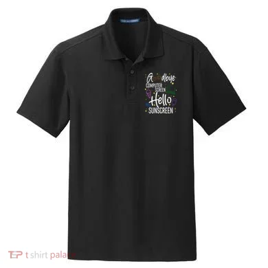 Goodbye Computer Screen Hello Sunscreen Dry Zone Grid Polo