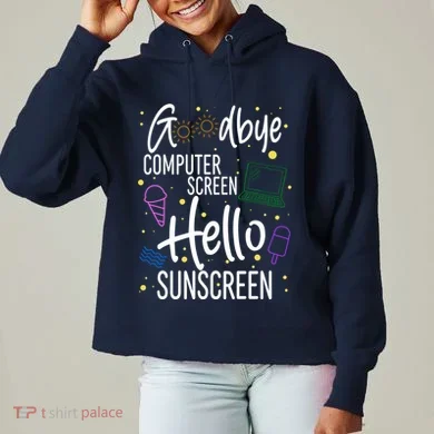 Goodbye Computer Screen Hello Sunscreen Ladies Heavyweight Boxy Pullover Hoodie