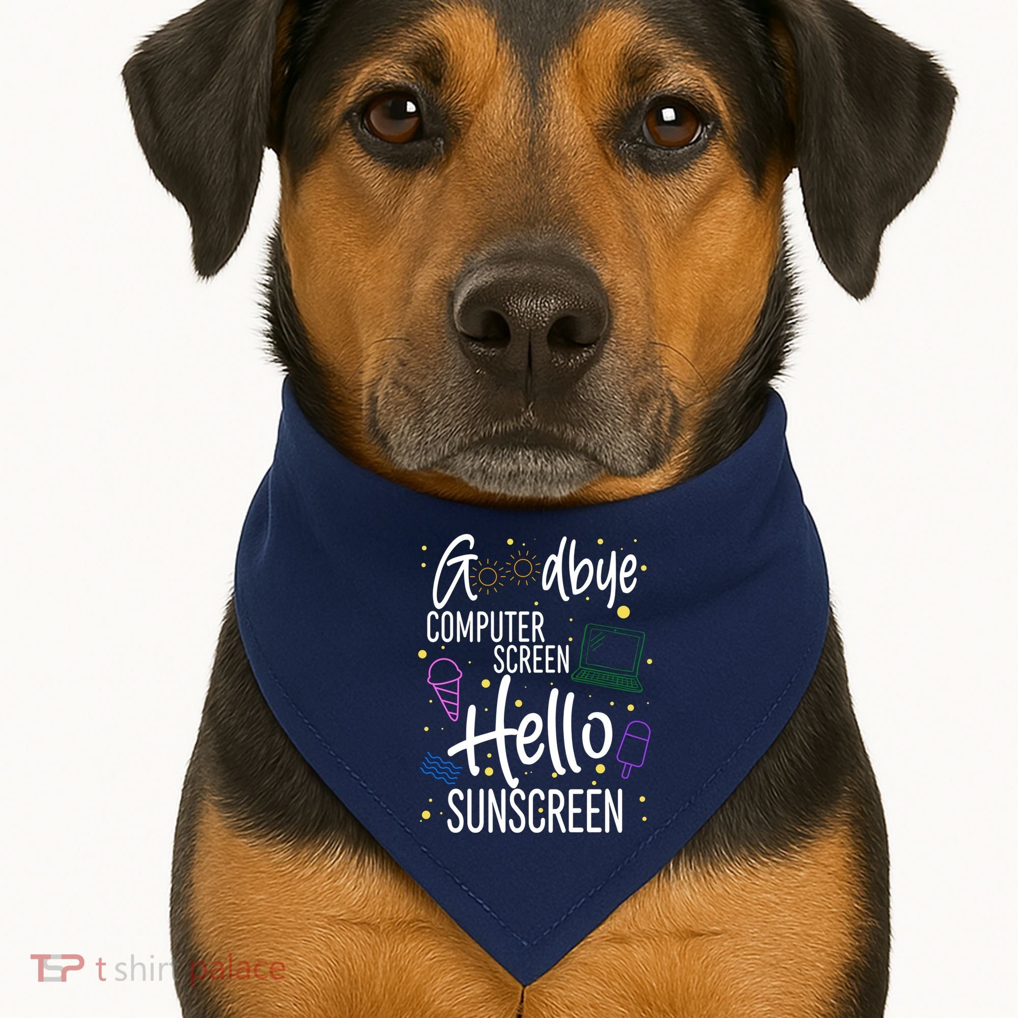 Goodbye Computer Screen Hello Sunscreen USA-Made Doggie Bandana