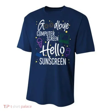 Goodbye Computer Screen Hello Sunscreen Youth Performance Sprint T-Shirt