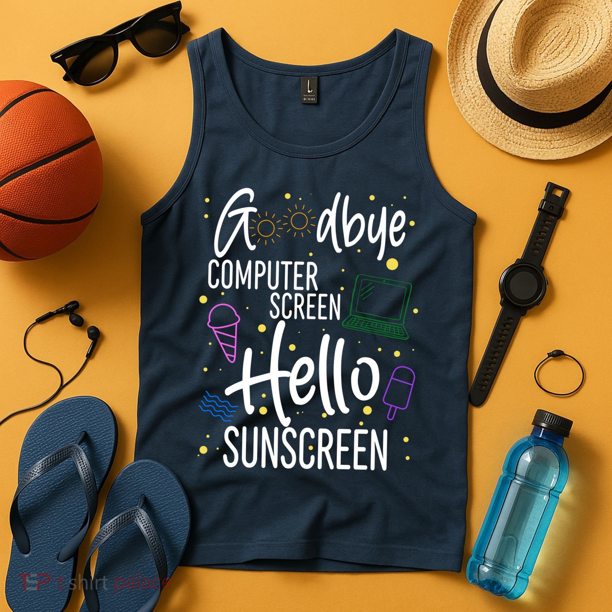 Goodbye Computer Screen Hello Sunscreen Tank Top