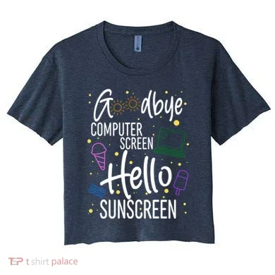 Goodbye Computer Screen Hello Sunscreen Women's Crop Top Tee
