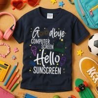 Goodbye Computer Screen Hello Sunscreen Kids T-Shirt thumb 3