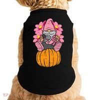 Gnome On Pumpkin Pink Ribbon Breast Cancer Halloween Gift Doggie Tank thumb 0