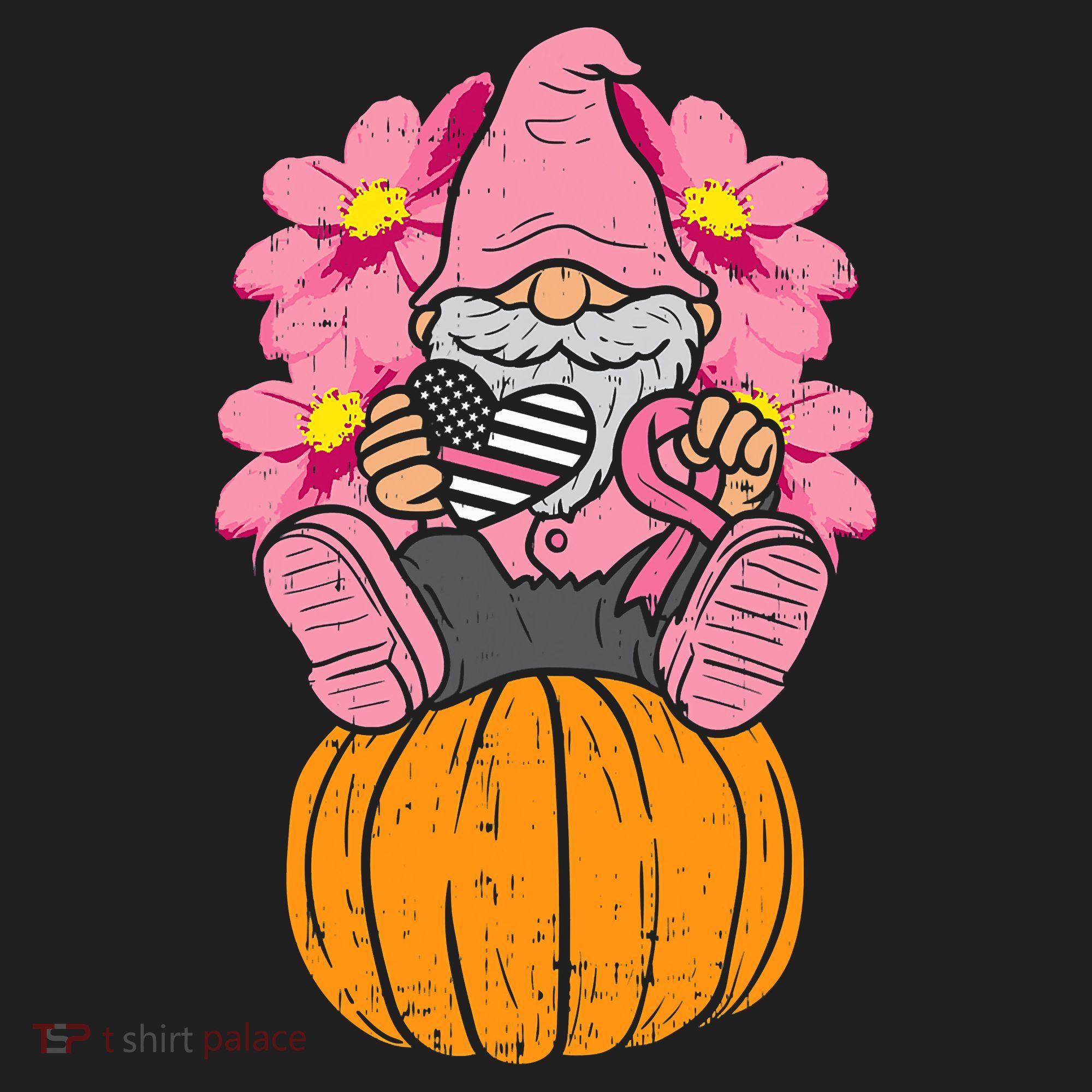 Gnome On Pumpkin Pink Ribbon Breast Cancer Halloween Gift Tumbler
