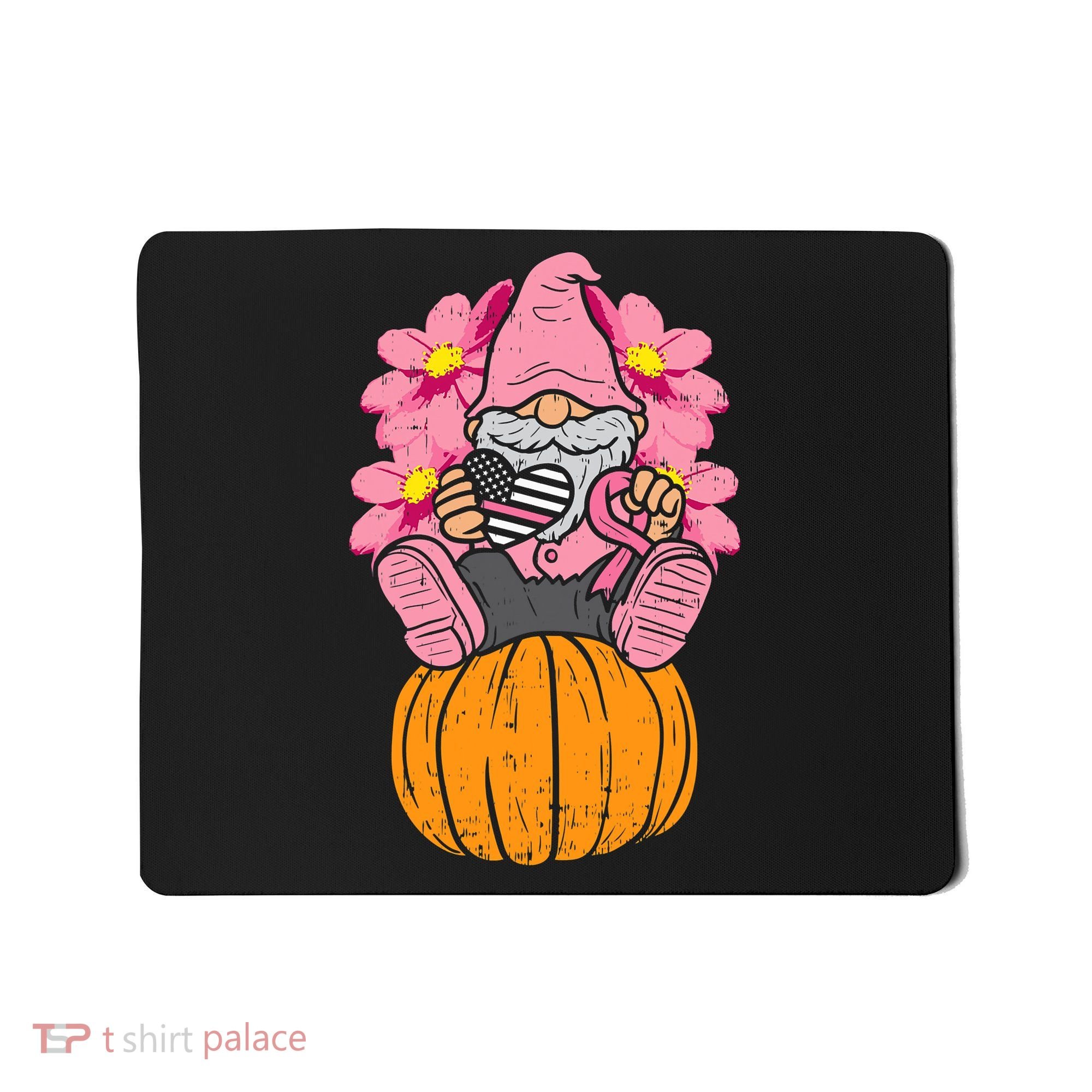Gnome On Pumpkin Pink Ribbon Breast Cancer Halloween Gift Mousepad