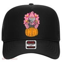 Gnome On Pumpkin Pink Ribbon Breast Cancer Halloween Gift Hat thumb 0